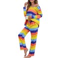 thumbnail image 2 of Conjunto de ropa informal ANGGREK para mujer Traje de ocio Estampado a rayas Poliéster, 2 of 6