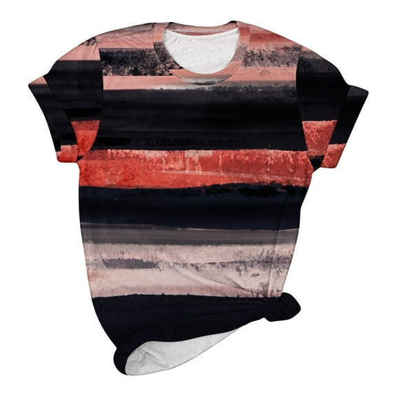 Fesfesfes Tops Women Fashion Summer Printed Regular Women Short Sleeves Round Neck Womens Yellow Tshirt M(US:6)