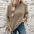 thumbnail image 2 of Womens Sweater Sevevn Womens Casual Round Neck Solid Color Loose Long Lace-Up Sleeved Sweater Top, 2 of 4