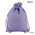 thumbnail image 1 of Yuarrent 50 Uds. Bolsa de lino con cordón organizador de joyas bolsa de almacenamiento de té portátil para el hogar Almacenamiento y organización del hogar violeta 8x10cm Yuarrent HA5722-19, 1 of 1