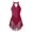 Burgundy, variant on CHICTRY Womens Halter Backless Figure Skating Dress Sparkling Rhinestone Gymnastics Skirted Leotard Burgundy S