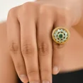 thumbnail image 3 of Emerald & Diamond 14K Gold Vermeil Over Sterling Silver Art Deco Enameled Ring, 3 of 3