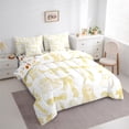 thumbnail image 3 of jejeloiu Ribbon Bow Tie Bedding Comforter Set 7-Piece,Halloween Theme Ghost King Bedding Sets,White Yellow Graffiti Bed Sheets,Lightweight Room Decorative Reversible, 3 of 8