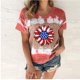 thumbnail image 1 of Fiudx Ofertas Relámpago Camiseta de Manga Corta con Cuello Redondo y Estampado Del Día de La Independencia para Mujer, 1 of 4