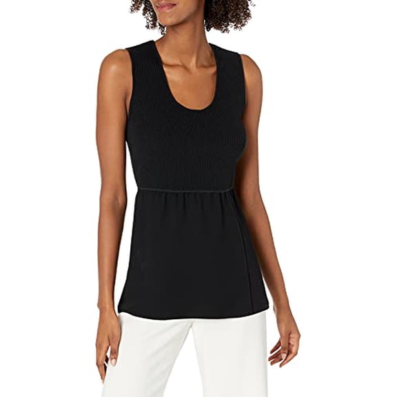 Theory Women's Combo Scoop Top, Black, X-Small