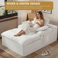 thumbnail image 6 of 65" Oversized Indoor Chaise Lounge Chair, Boneless Double Layer Side Pocket Chaise with 3 Pillows, Cloud Corduroy Sofa Bed, No Assembly Required, White, 6 of 8