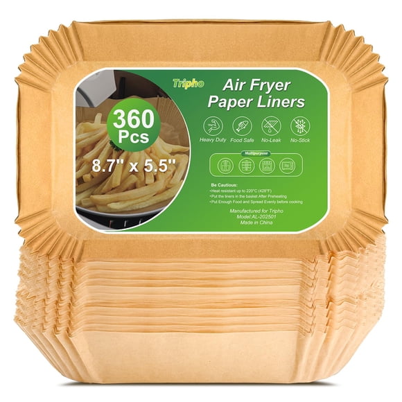 Forros de papel Air Fryer Tripho 360 unidades, 22 x 14 cm, sin blanquear