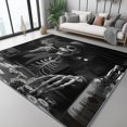 thumbnail image 3 of Area Rugs 7 X 8 ft Rug for Living Room Soft Non Slip Rug Low Pile Retro Skeleton Gambler Mysterious Printed Area Rugs Bedroom Farmhouse Dining Room, Home Decor Indoor Black Gray, 3 of 7