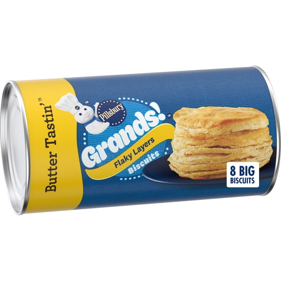 Pillsbury Grands! Flaky Layers Butter Tastin' Refrigerated Biscuit Dough, 8 Count, 16.3 oz