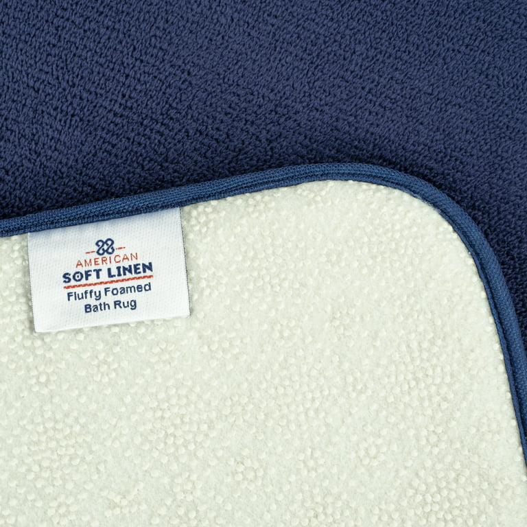 American Soft Linen, Fluffy Foamed Non-Slip Bath Rug 21x32 inch Bath Mat Rug - Navy Blue
