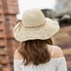 thumbnail image 4 of Sombrero de paja ajustable con circunferencia de 52 a 58 cm para mujer, para exteriores, con lazo grande, para playa y parasol, 4 of 5