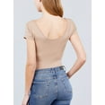 thumbnail image 4 of Women's Basic Short Sleeve Scoop Neck Stretchy Jersey Top Bodysuit, 4 of 5