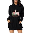 thumbnail image 1 of Pisexur Robes pour Femmes Imprimé Arbre de Noël Sweat à Capuche Robe de Soirée Décontractée Manches Longues Mini Robes de Vacances d'Automne pour Femmes avec Poches, 1 of 3