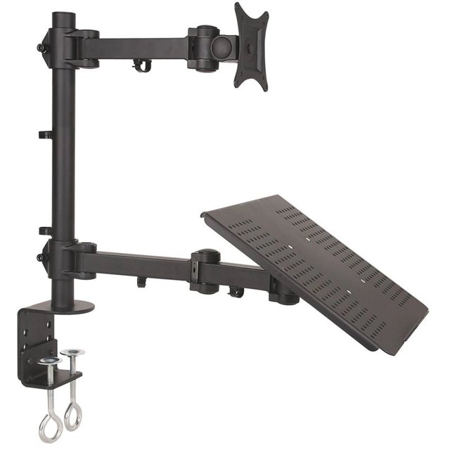 TygerClaw Support de Bureau pour Moniteur à Bras Unique avec Support pour Ordinateur Portable