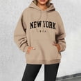 thumbnail image 2 of Tiweut New York Hoodie For Women Y2K Fall Pattern Oversized Hooded Sweatshirts Long Sleeve Cozy Drawstring Pullover Tops,A-Khaki,Khaki, 2 of 4