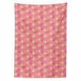 thumbnail image 2 of Floral Tablecloth, Pattern with Dotted Flower of Plumeria Frangipani Exotic Blossom Pointillism, Rectangle Satin Table Cover for Dining Room and Kitchen, 52" X 70", Pink Yellow White, by Ambesonne, 2 of 2