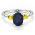 thumbnail image 3 of Gem Stone King 14K White Gold Blue Sapphire and Yellow Sapphire Engagement Ring for Women | 2.47 Cttw | Oval 9X7MM | Gemstone September Birthstone | Size 7, 3 of 6