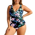 thumbnail image 1 of PMVFHDE Plus Size Swimsuit For Women Floral High Waist Tankini Adjustable For Full Coverage, 1 of 5
