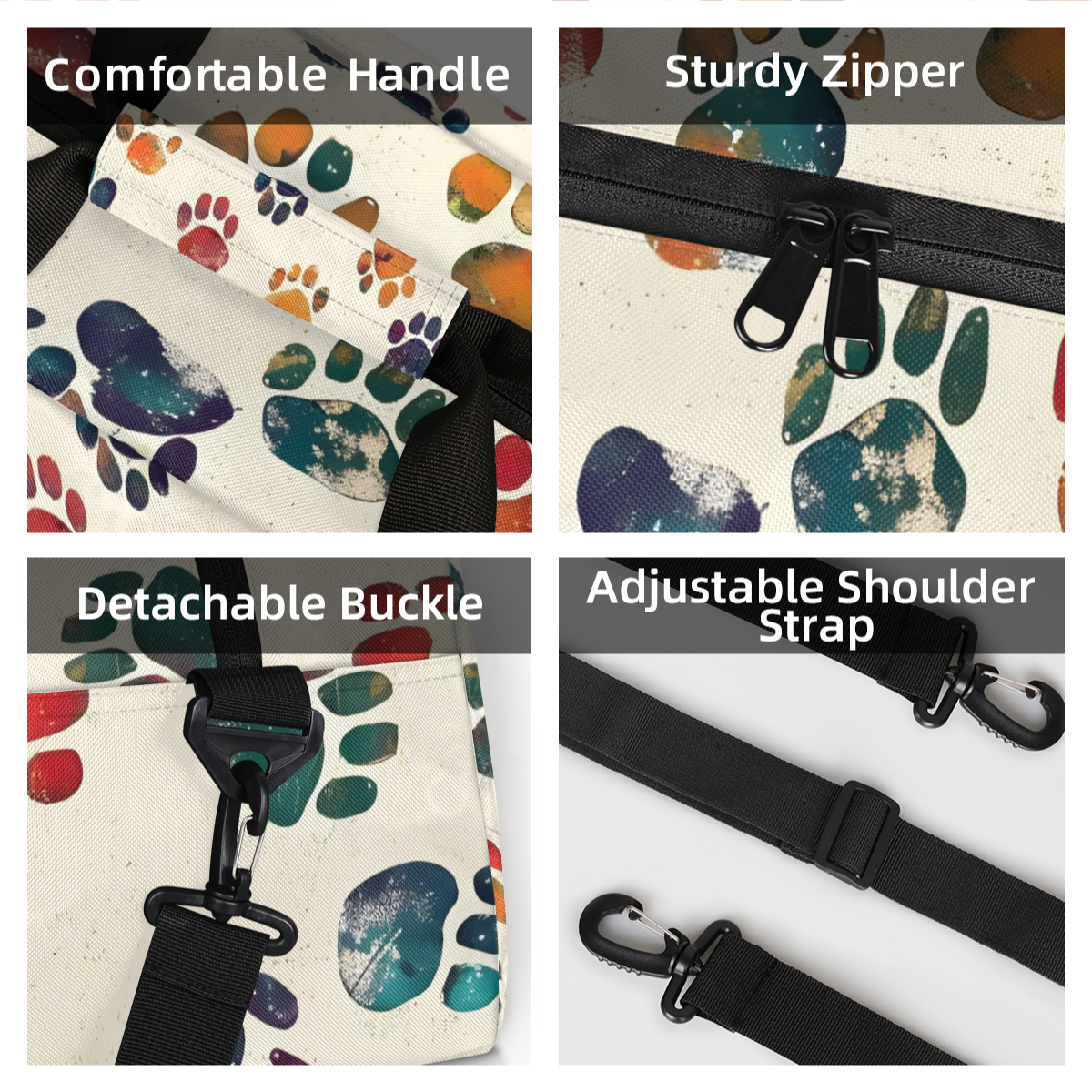 Herdesigns Sports Duffle Bags Travel Duffle Bag Gym Bag Dog Paw Print Weekender Travel Bag Waterproof Overnight Bag Carry On Travel Tote Bag Dance Bags
