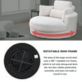 thumbnail image 6 of Swivel Accent Barrel Chair with Half Moon Storage Ottoman, Modern Linen Fabric Barrel Lounge Club Leisure Chair Round Chair with 3 Pillows for Living Room Bedroom (White), 6 of 8