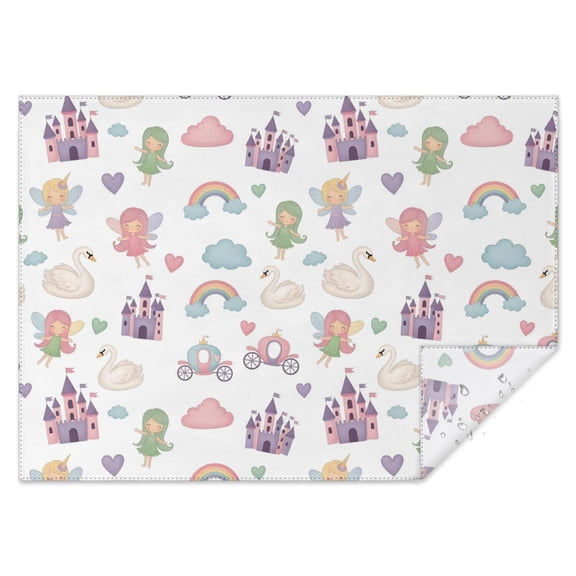 White Fairy Castle Pattern Rectangle Tablecloth 60"x84",Waterproof Polyester Rectangle Table Cloth, Wipeable Spillproof Polyester Tablecloth for Dining, Camping, Indoor and Outdoor