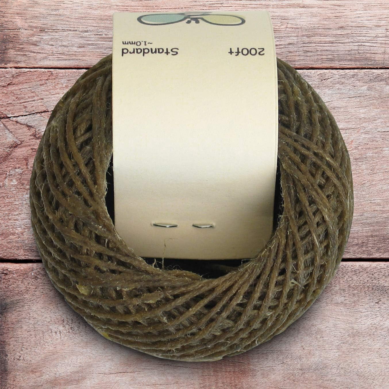 100% Organic Hemp Wick with Natural Beeswax Coating, Twisted Bee (200ft x Standard Size)