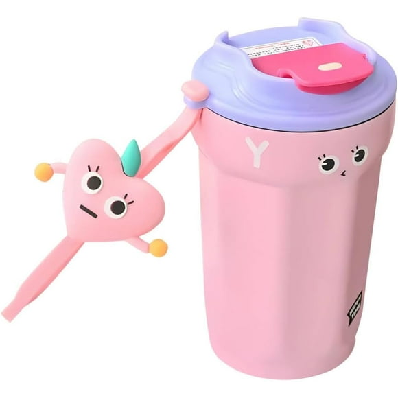 TRAHOO-Funny Insulated Couple Coffee Cup, 316 Stainless Steel, 16 oz,Travel Coffee Mugs Spill-Proof and Leak-Proof, Insulation Cups for Men And Women Hot & Cold Drinks (Pink)