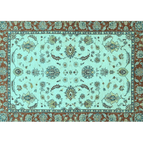 Ahgly Company Indoor Rectangle Oriental Light Blue Traditional Area Rugs, 2' x 5'