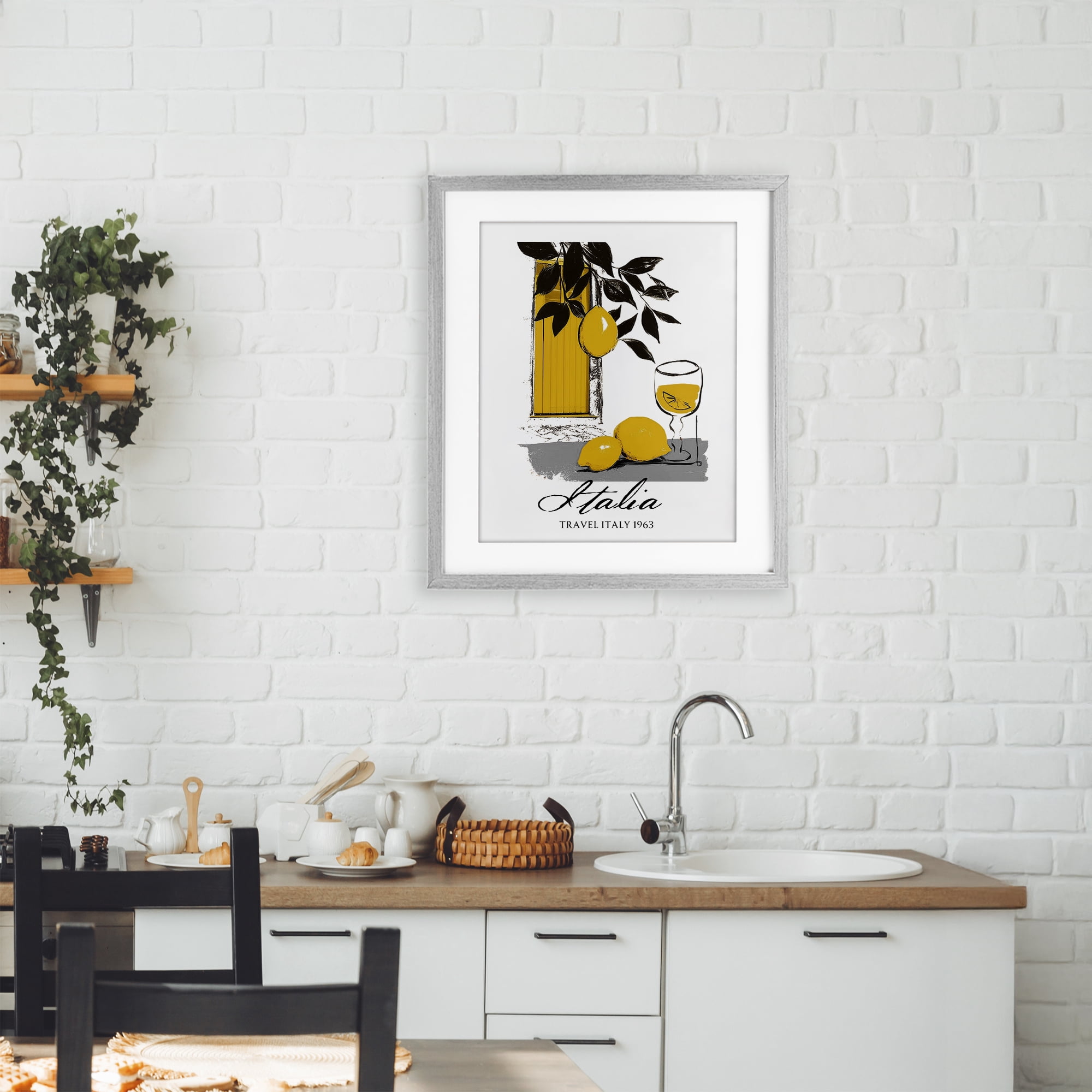Stupell Industries Travel Italia Lemons Gray Framed Print Under Glass, design by Annabelle Hall