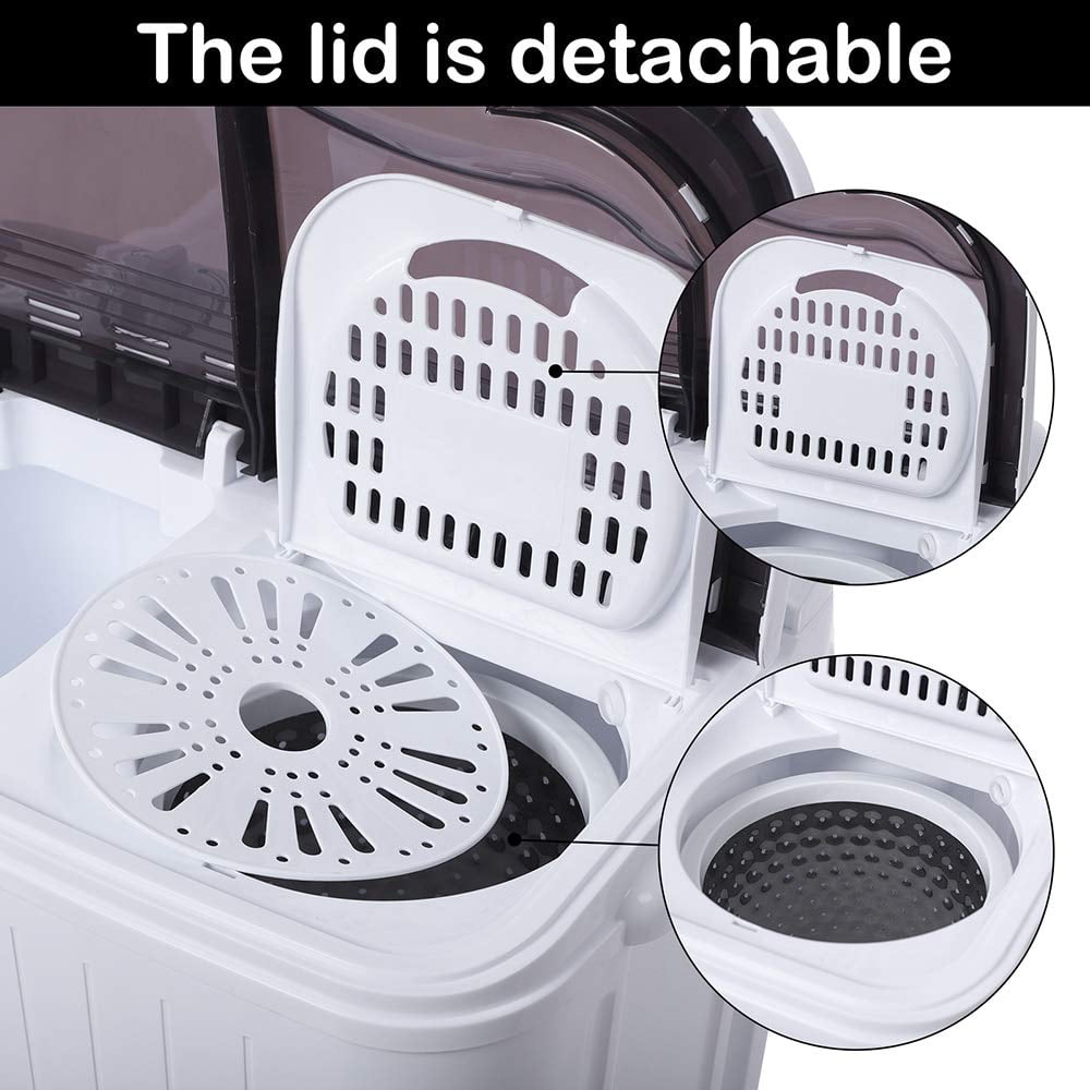 14.3 lbs Compact Twin Tub Washing Machine, 7.7 lbs Washer Mini Compact Laundry Machine and 6.6 lbs Spinner, Semi-automatic Washer Combo for Dorms, Apartments, RVs