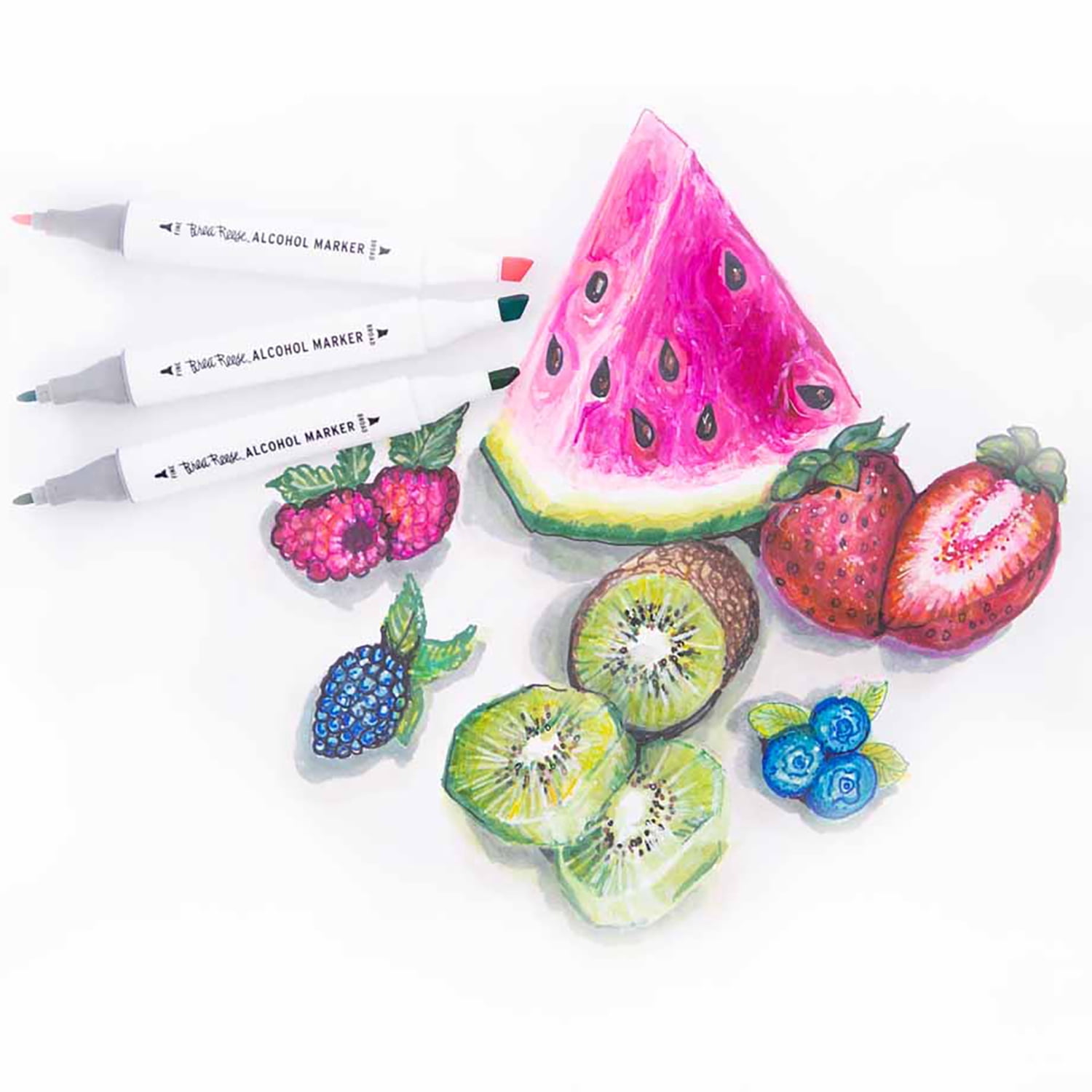 Brea Reese: Alcohol Markers - 24pc Color Set - Broad & Fine Point Dual-Tip Design, Highly Pigmented, Permanent & Durable Ink, Adult Art Supplies