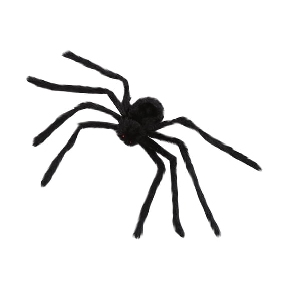 Realistic Giant Halloween Spider Decoration, Hairy Black Scary Spider with Creepy Eyes and Adjustable Legs, 11.8 Inch Plastic Plush Prop for Indoor Outdoor Party Decor