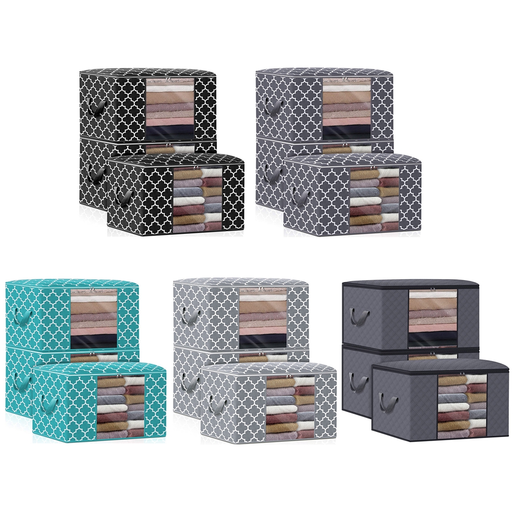 3Pcs Clothes Organizer 100L,Large Capacity Blanket Storage Container