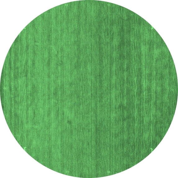 Ahgly Company Indoor Round Abstract Emerald Green Contemporary Area Rugs, 3' Round