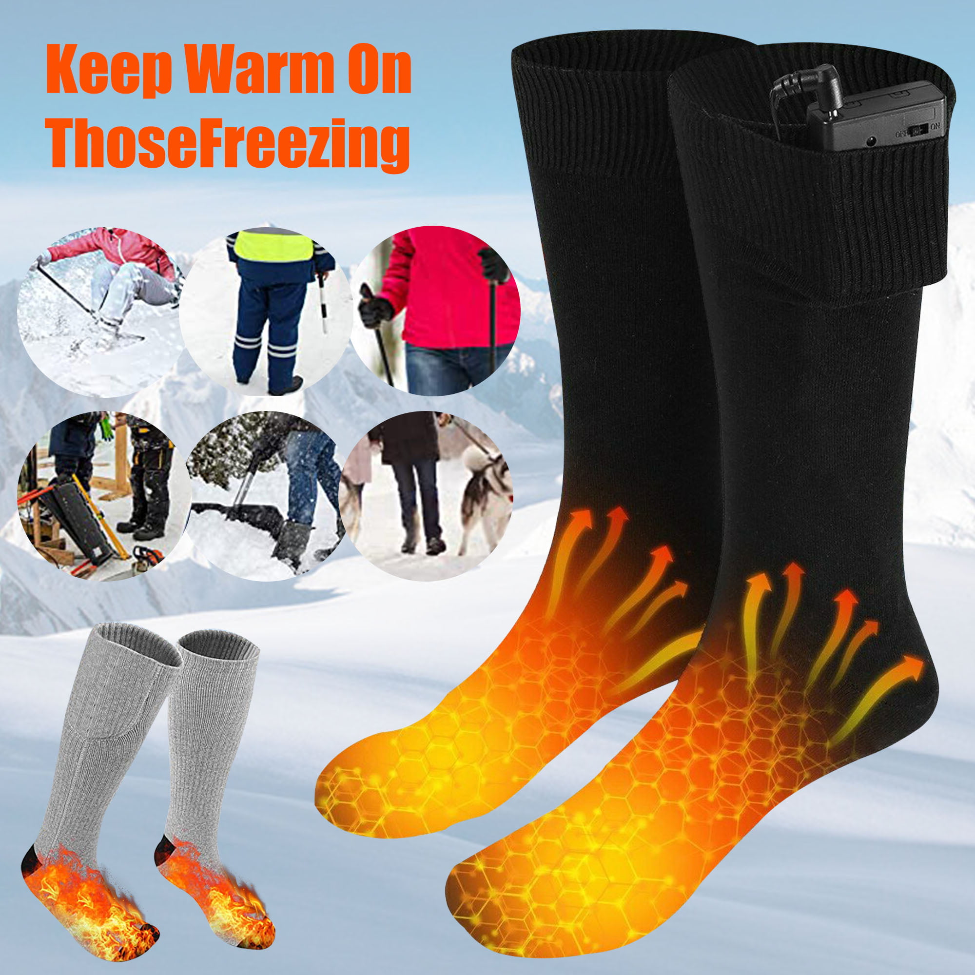 Details about   Battery Heated Socks Washable Cotton Skiing Foot Warmer USB Charge winter Sport 