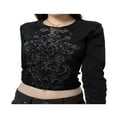 thumbnail image 1 of T-shirt Décontracté d'Automne pour Femmes à Manches Longues, Imprimé Vintage, Col, Nombril Exposé, 1 of 7