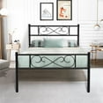 thumbnail image 4 of Lusimo Twin Bed Frame with Headboard Black 12 inch Metal Platform Bed Frame No Box Spring Needed Twin Size Easy Assembly,Black, 4 of 12