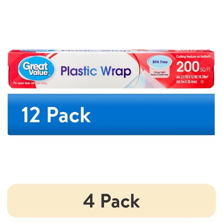 (4 pack) Great Value Plastic Wrap, 200 Sq ft