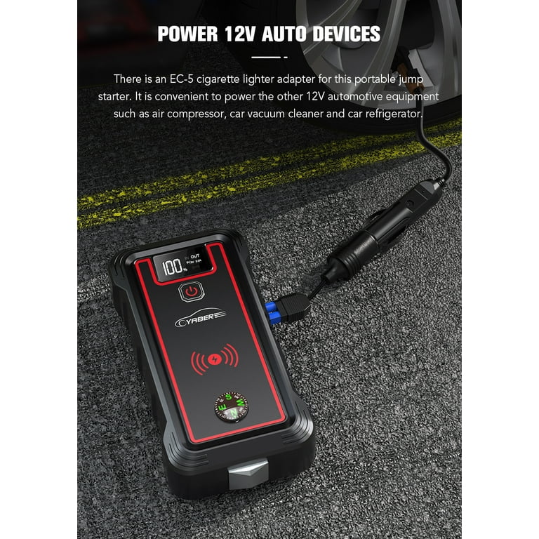 Car Battery Jump Starter 4000A 23800mAh(All Gas/8.0L Diesel) Powerful  Portable Lithium Jump Starter with Wireless Charger Extended Cables and  Lights