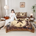 thumbnail image 4 of Manfei Western Cowboy Bedding Comforter Set 2pcs, Vintage Boots Hat Twin Comforter Sets, Brown Rustic Farmhouse Bedding Set, Ultra Soft Home Decor, 4 of 8