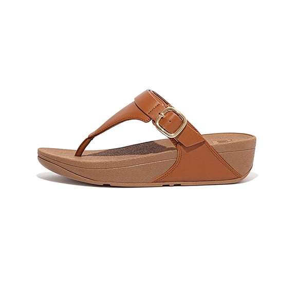 FITFLOP Women's Adjustable Leather Toe-Post Sandals, Color: Light Tan, Size: 5 (ES8-592-030)