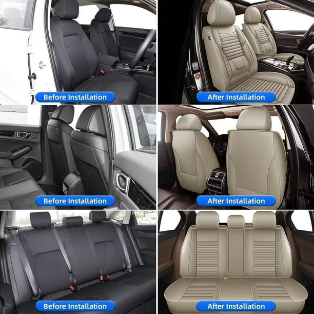 5-Piece Beige & Black PU Leather Seat Cover Set For Buick Encore GX 2020-2024 – Front & Rear