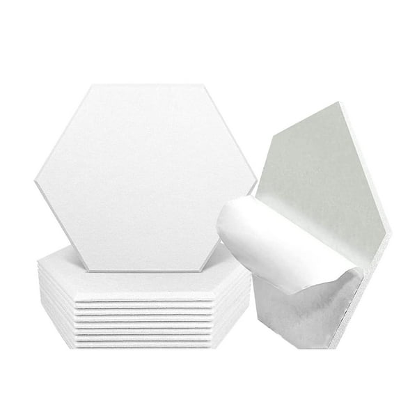Soundproof Wall Stickers Hexagon Acoustic Panels Self Polyester Fiber Noise Reduction For Home White 30x30cm