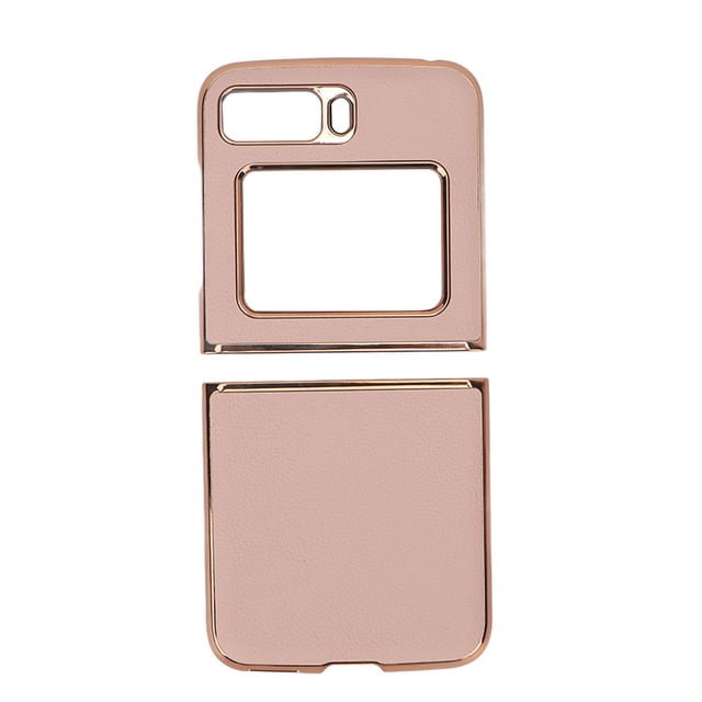 Funda de cuero para teléfono Moto Razr 2022, funda protectora para teléfono, a prueba de arañazos, a prueba de golpes, parte superior inferior dividida, color rosa