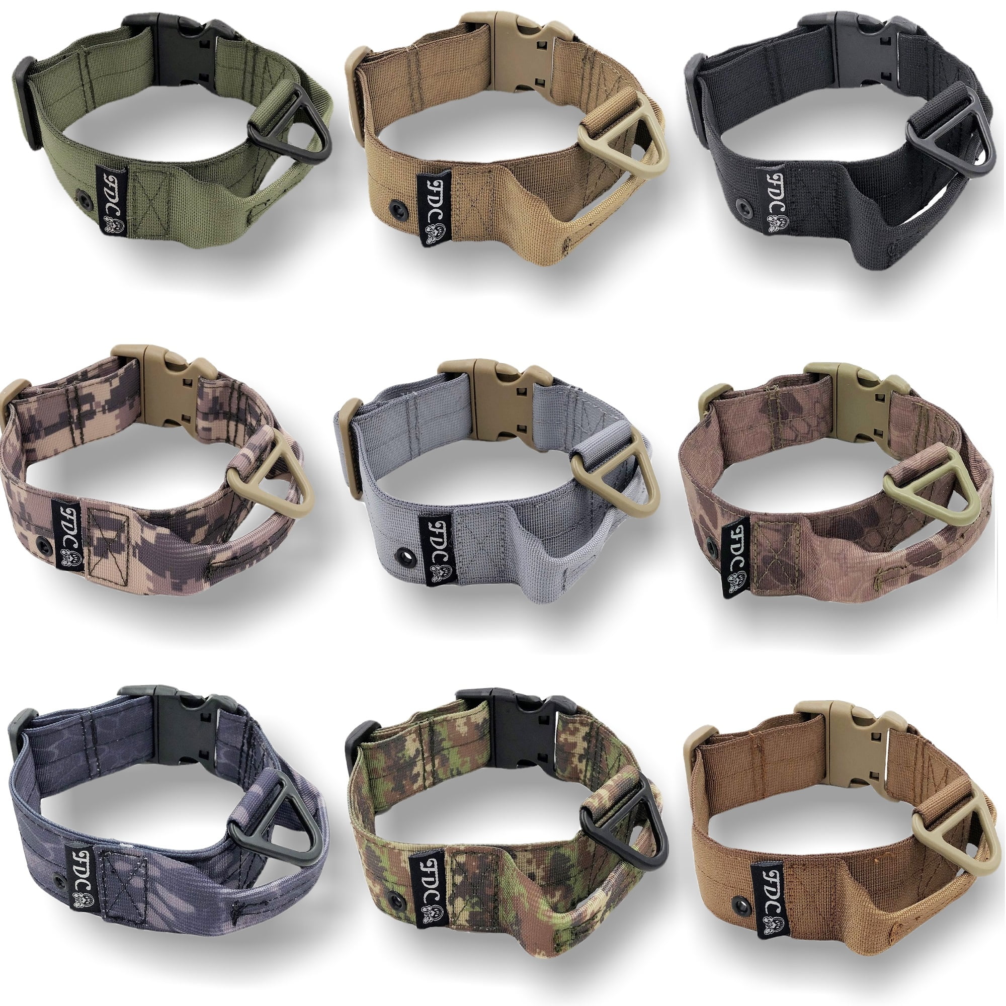 OneTigris Tactical Side-Release Nylon Dog Collar with Handle Plastic Buckles Tan 