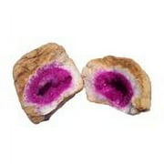 Fuchsia Pink Split Geode - Dyed Quartz Crystals - 2 Matching Puzzle Pieces - 4"-6" - Amazing Rock and Mineral Gift