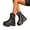 Black, variant on Womens Punk Black Wide Mid Calf Platform Boots Gothic Leather Chunky Zipper Riding Combat Short Ankle Booties