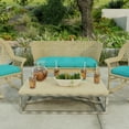 thumbnail image 4 of Jordan Manufacturing 44" x 18" McHusk Lagoon Aqua Crosshatch Rectangular Tufted Contoured Crosshatch Outdoor Wicker Settee Bench Cushion, 4 of 15