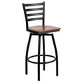 thumbnail image 1 of HERCULES Series Black Ladder Back Swivel Metal Barstool - Cherry Wood Seat, 1 of 9