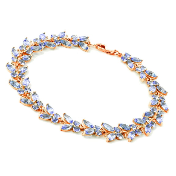Galaxy Gold 14k Solid Rose Gold Butterfly Bracelet with Tanzanites